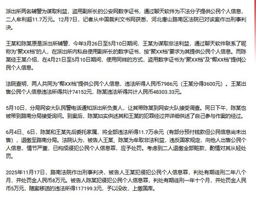 辅警盗用副所长证书售卖公民信息
